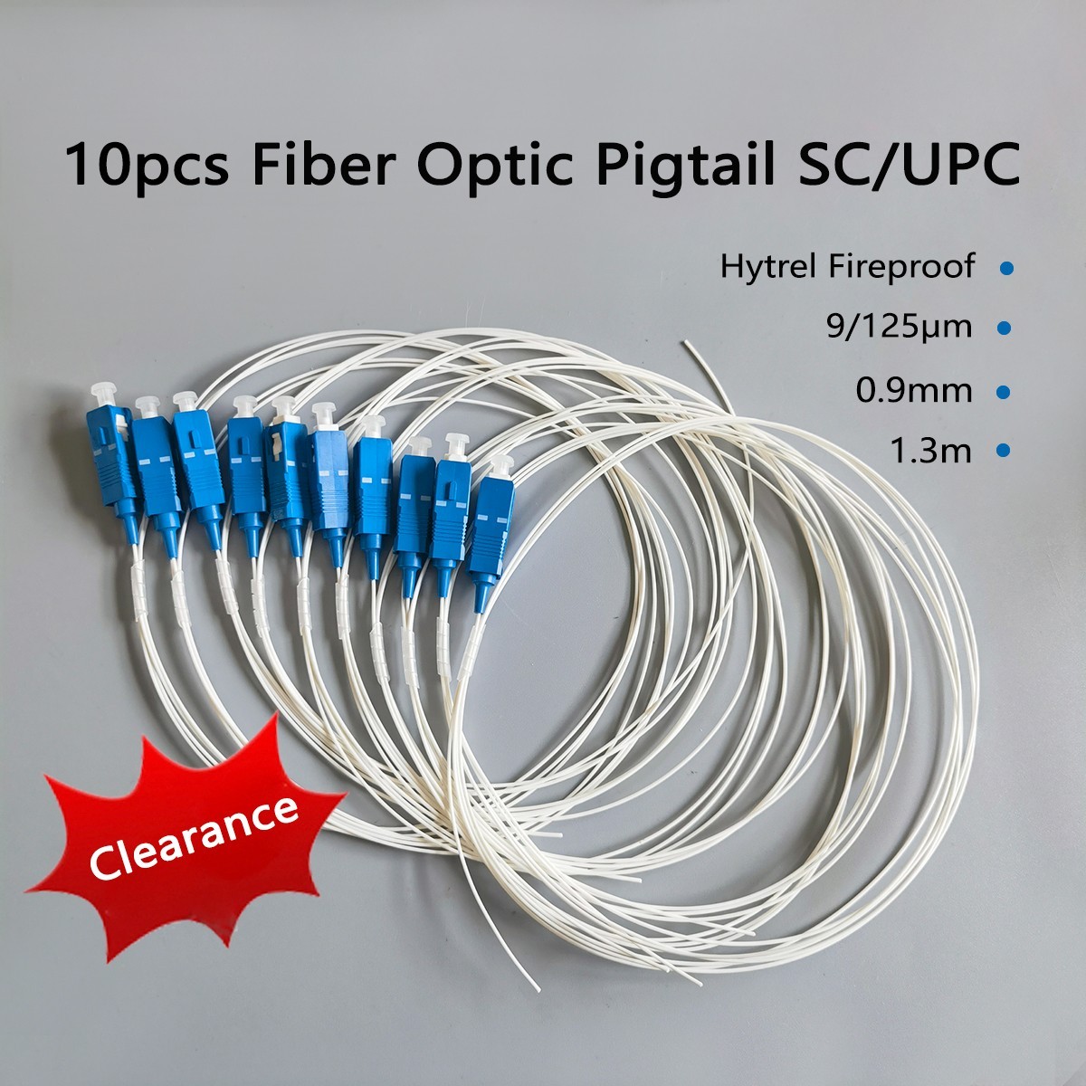 10pcs Fiber Pigtail Hytrel Fireproof Pigtail G652D SC/UPC Fiber Optic Pigtail