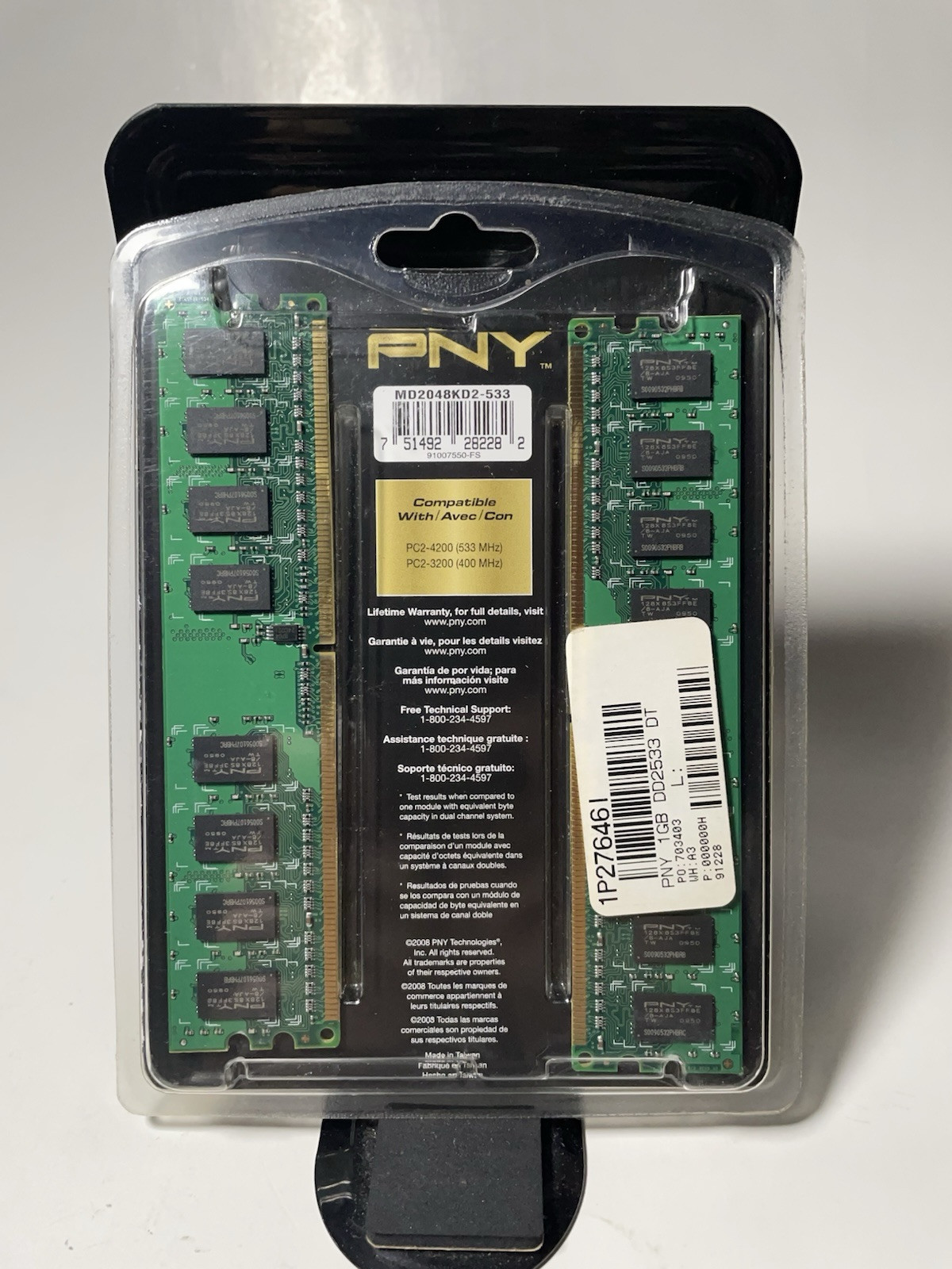 PNY 2GB DD2533 DT Memory Sticks DDR2 PC2-4200 - Sealed In Package