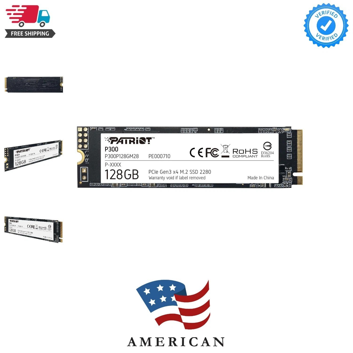 Patriot P300 M.2 PCIe Gen 3 x4 128GB Low-Power Consumption SSD | Interface: P...