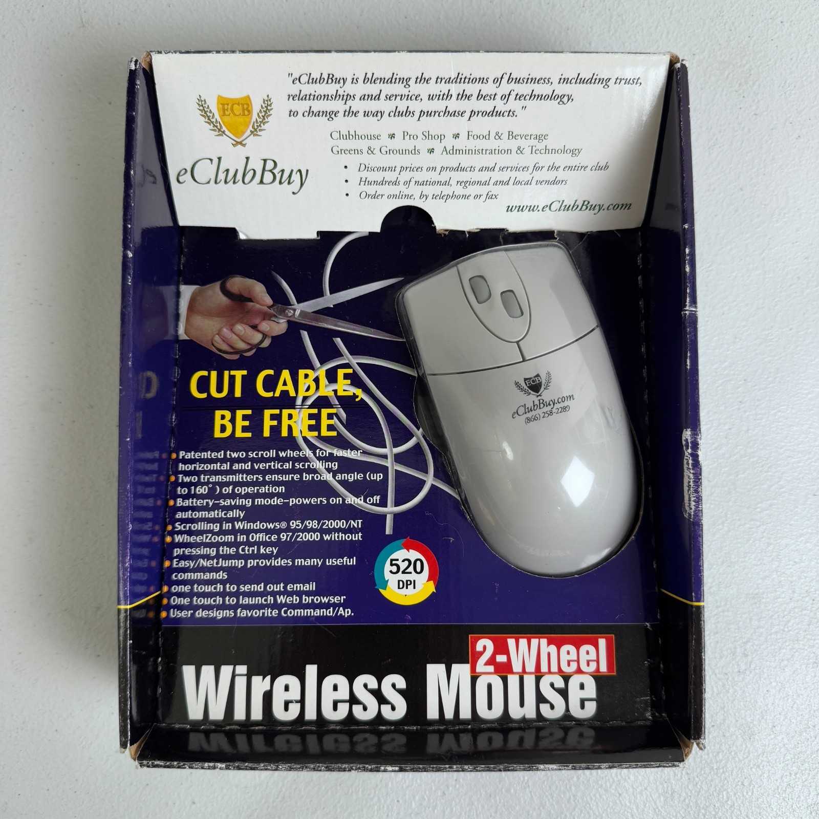 IWheelWorks Cable-Free 2-Wheel Mouse Retro For Windows 3.1/95/98/NT L80 NEW