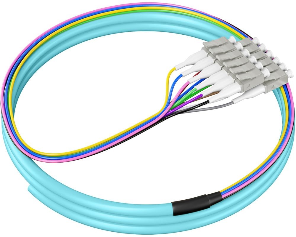 12 Strand OM3 LC/UPC Fiber Optic Pigtails Multimode MMF 50/125um 4.9ft/1.5m