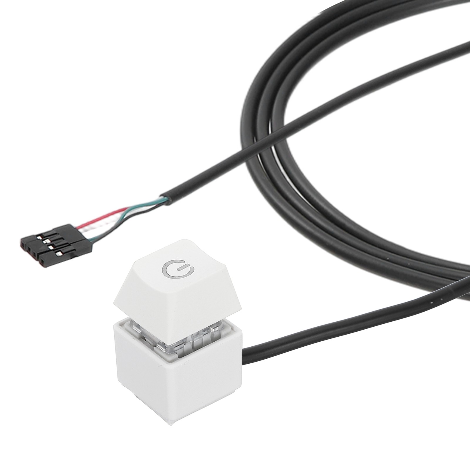2Pcs PC Power Button Extention with 70" Black Cable External Power Switch, White