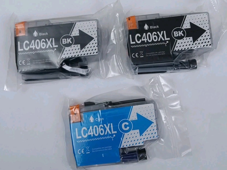 3 Pack Compatible LC 406 XL LC-406XL Extra Capacity Ink 2 Black 1 Cyan