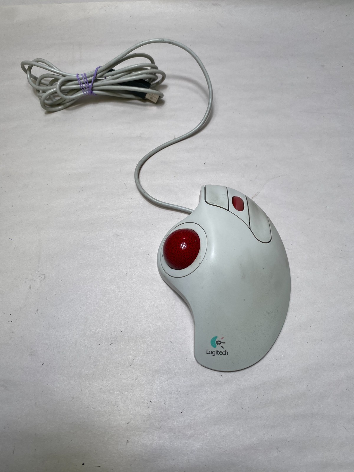 Logitech Trackman Marble Wheel T-BB13 USB Trackball Mouse Tested White
