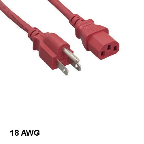 10x Red 10ft AC Standard Power Cord NEMA515P to IEC60320 C13 18AWG 10A/125V SJT