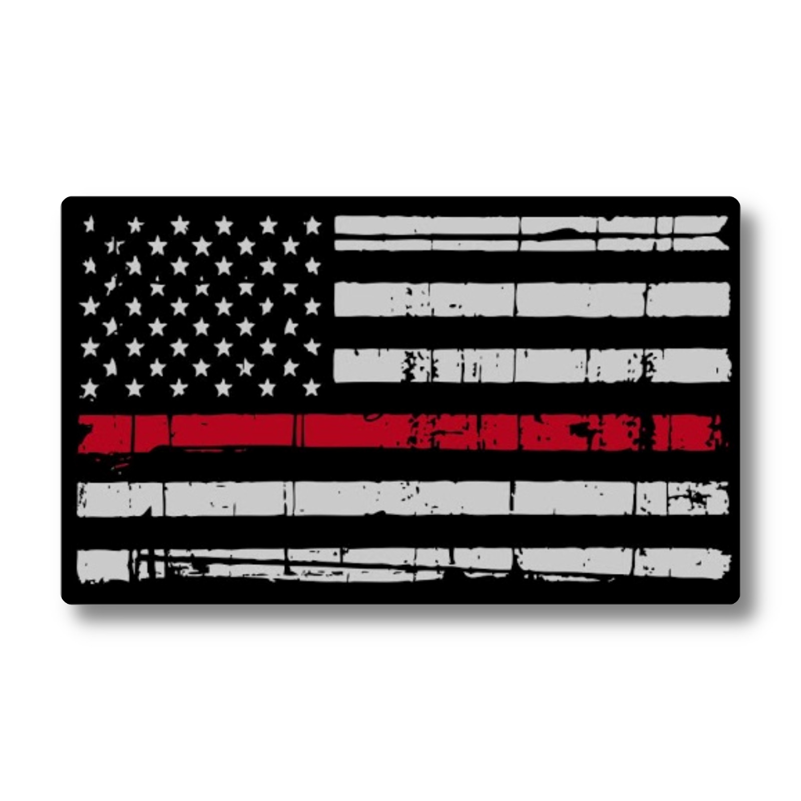 Thin Red Line Distressed American Flag Laptop Sticker Decal for Firefighters