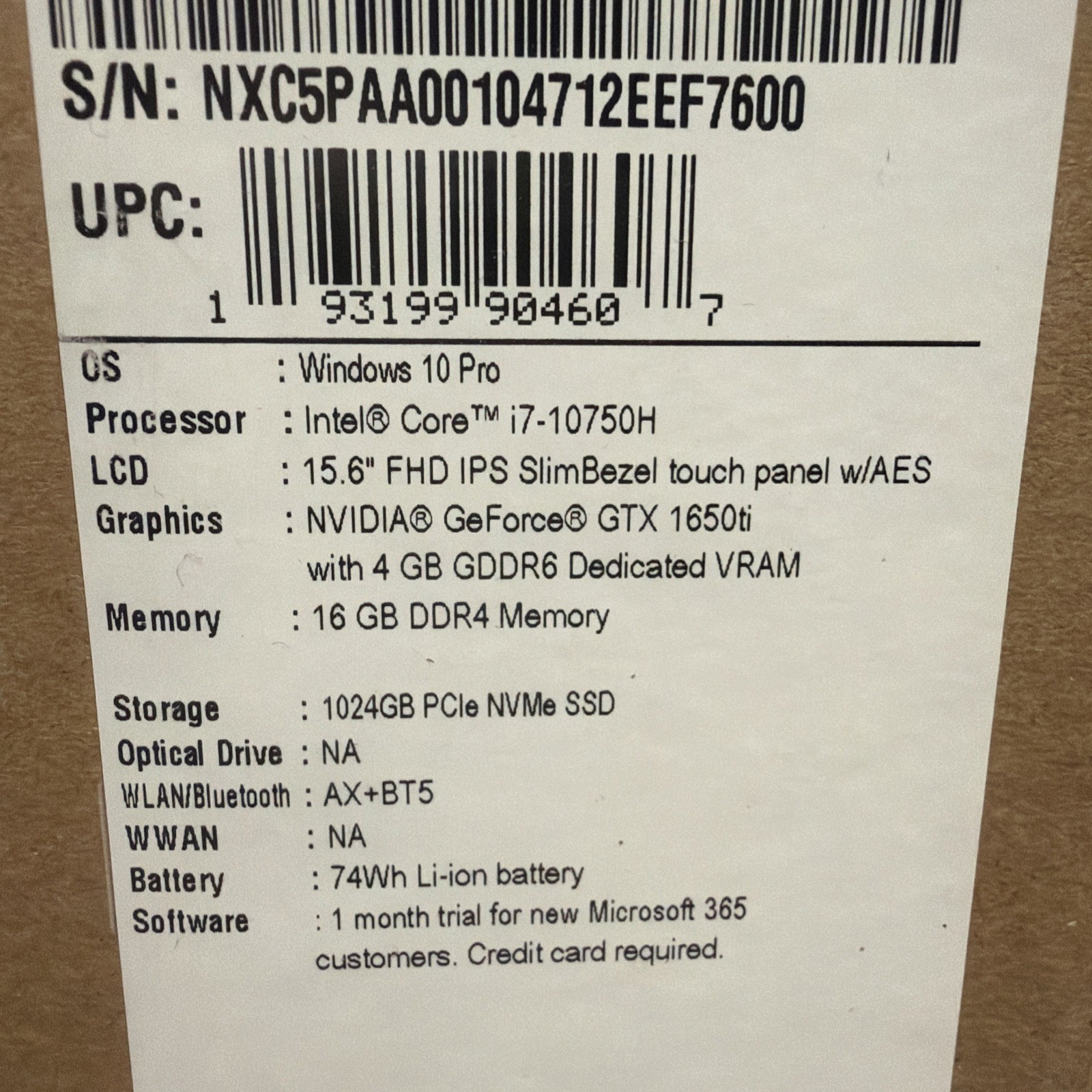 Acer ConceptD 3 Ezel CC315-72G-73DF 15.6" (1TB SSD, Intel Core i7 10th Gen
