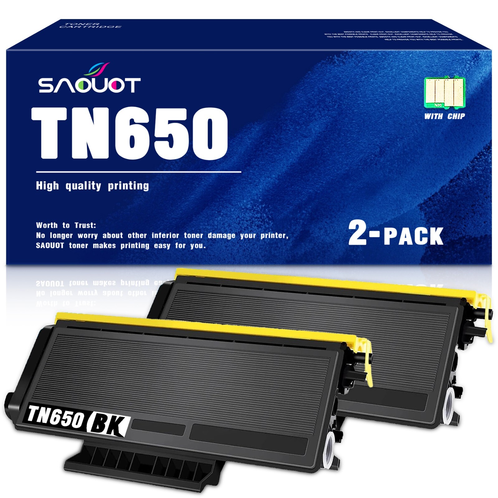 TN650 Toner Cartridge TN-650 2PK Black Replacement for Brother DCP-8085DN