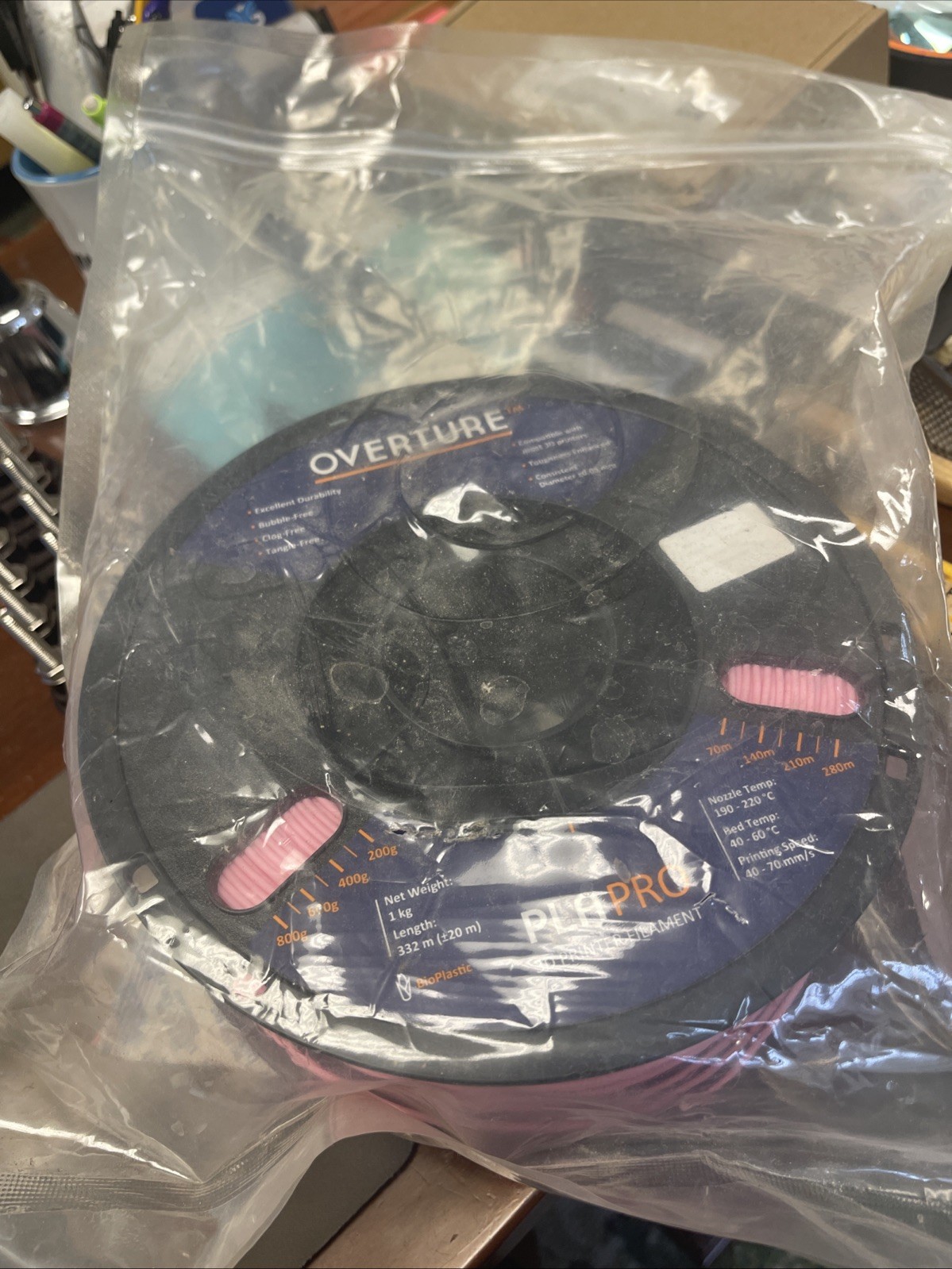 BRAND NEW (SEALED) OVERTURE PLA PRO 3D PRINTER FILAMENT 332 m, PINK *SHIPS FREE*