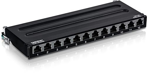 12 Port Cat6A Shielded Patch Panel, 10G Ready, RJ45 Ethernet Wall Mount