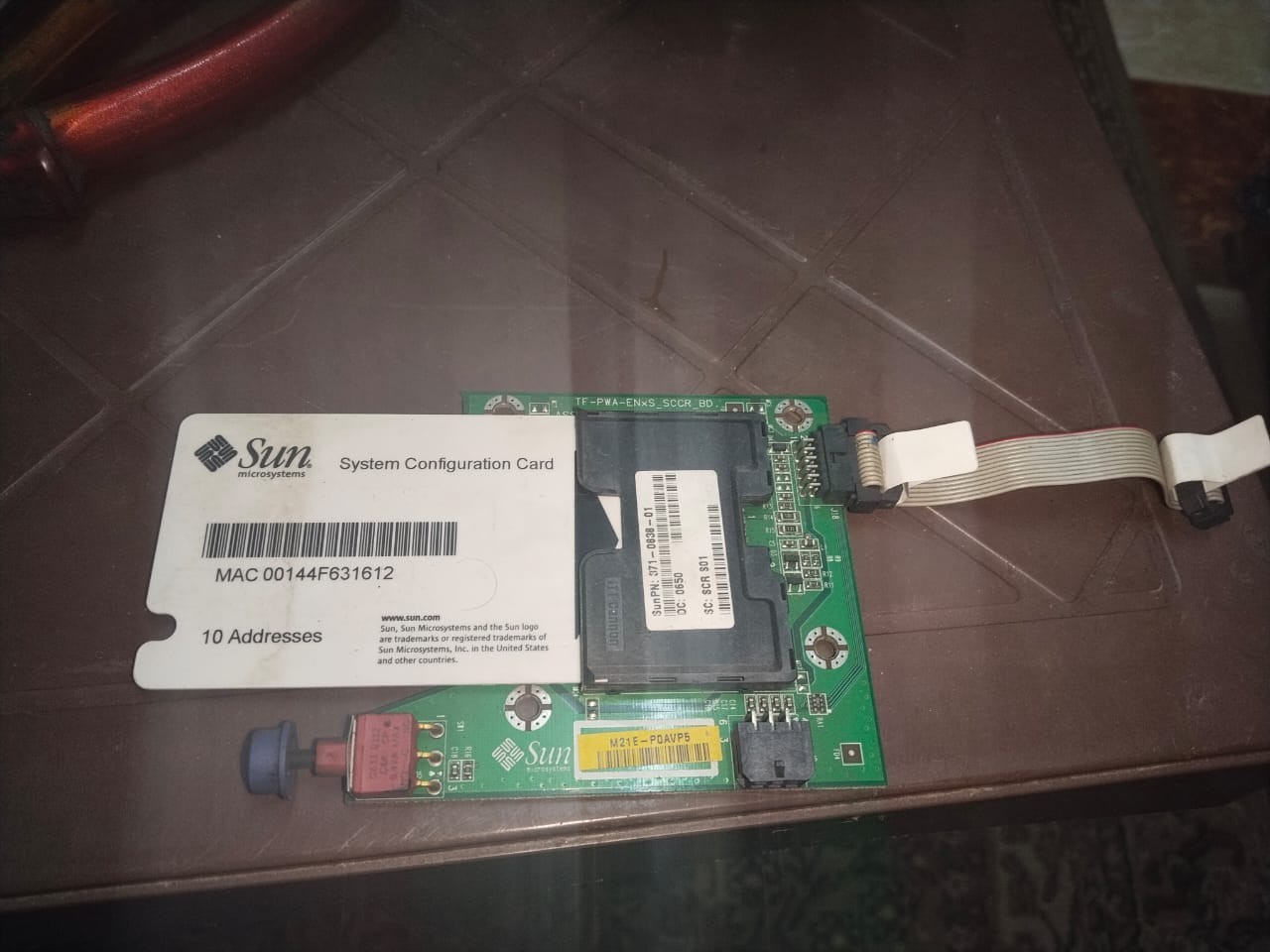 ​Title: Sun Microsystems System Configuration Card with Reader Board 371-0838-01