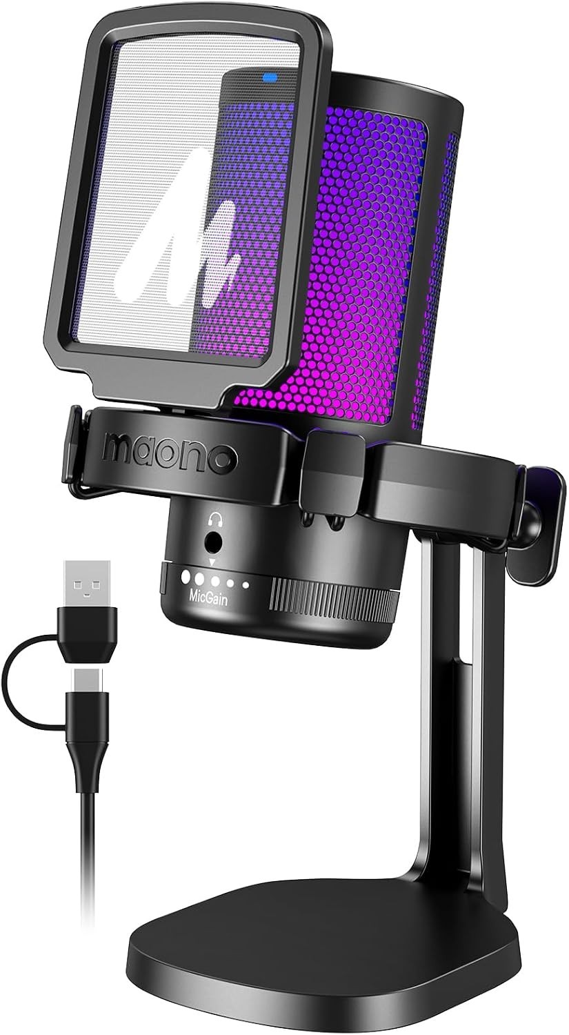 DGM20 USB Gaming Microphone for PC with Clear Voice & RGB Lighting