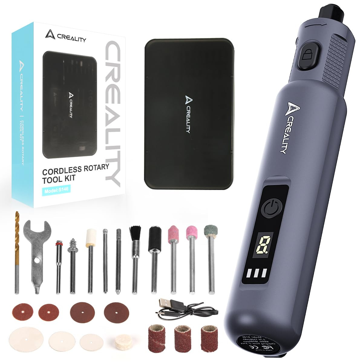 3D Printer Tools, Cordless Rotary Tool Kit 25Pcs Cordless Handheld 3.7V Multi-Fu