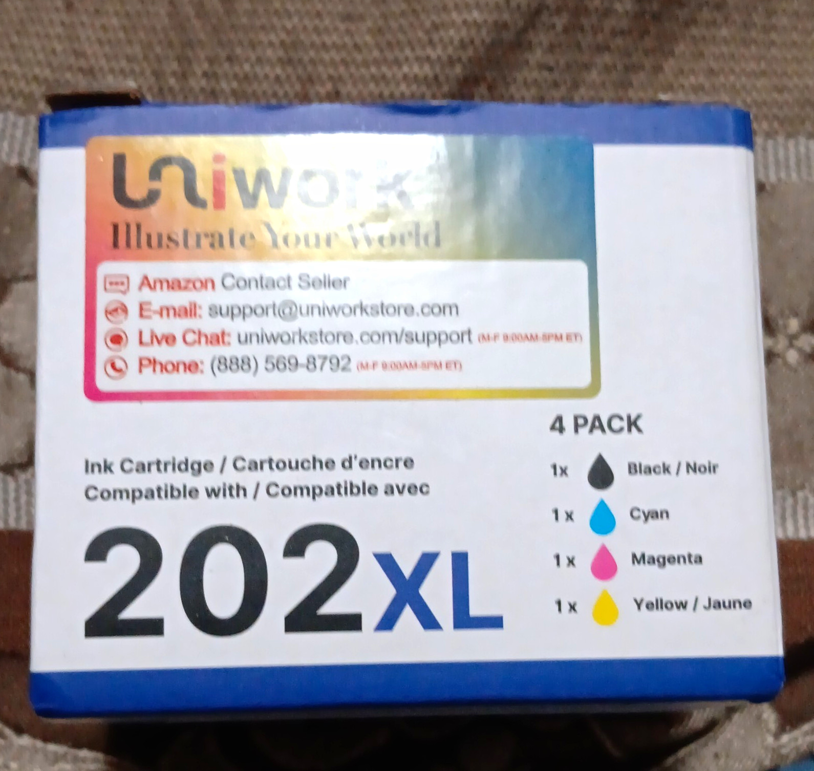 Uniwork 202XL Compatible Inkjet Ink Cartridge 4-Pack for Epson BK/C/M/Y