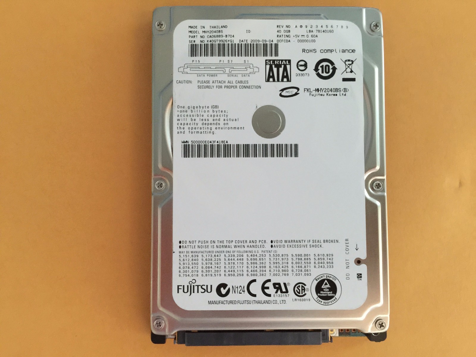 Fujitsu 40 GB,Internal,5400 RPM,2.5" (MHY2040BS) Hard Drive
