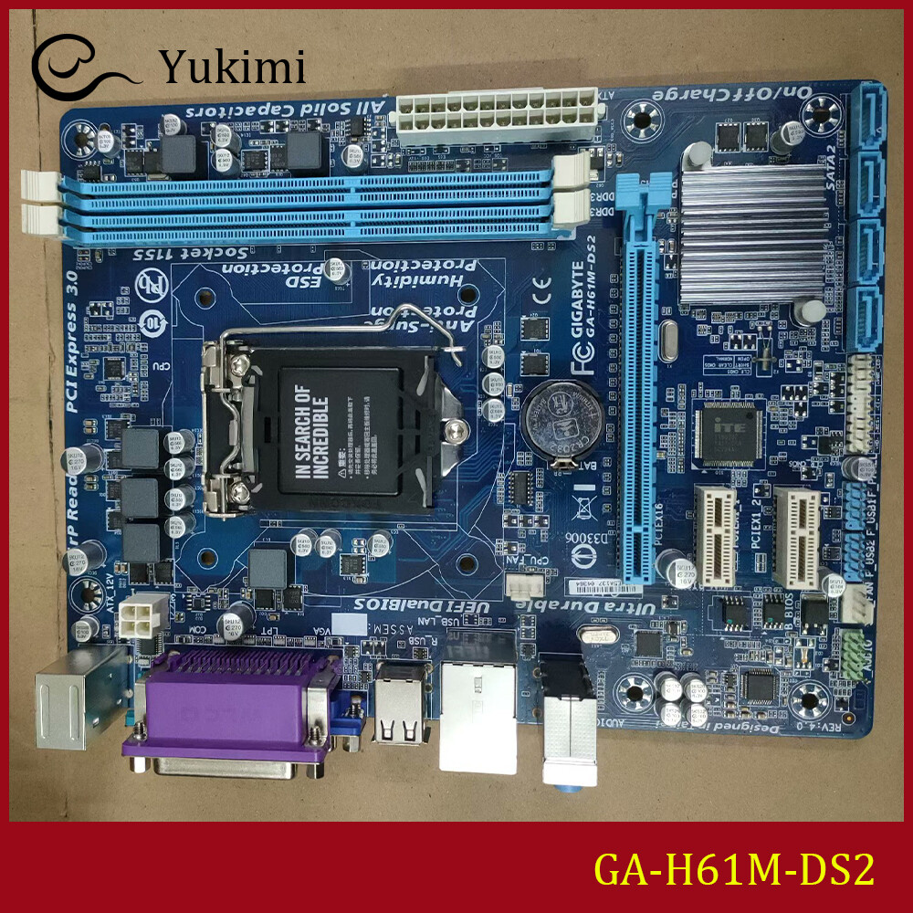 FOR GIGABYTE GA-H61M-DS2 DDR3*2 LGA1155 16GB VGA Micro ATX Motherboard Test OK