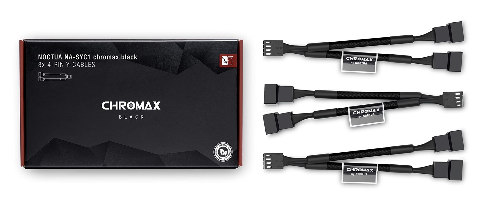 NA-SYC1 chromax.Black, 4 Pin Y-Cables for PC Fans (Black)