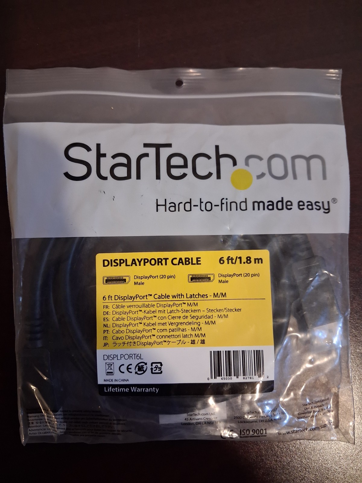 Startech.com 6ft DisplayPort Cable With Latches - M/M DISPLPORT6L