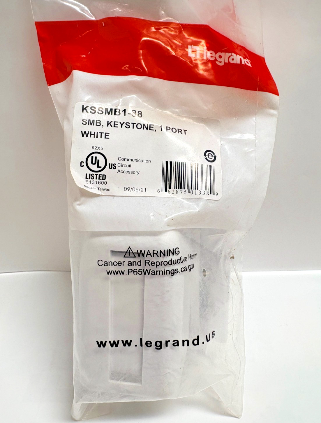 Legrand Keystone Surface Mount Box Plastic White Single Port KSSMB1-88