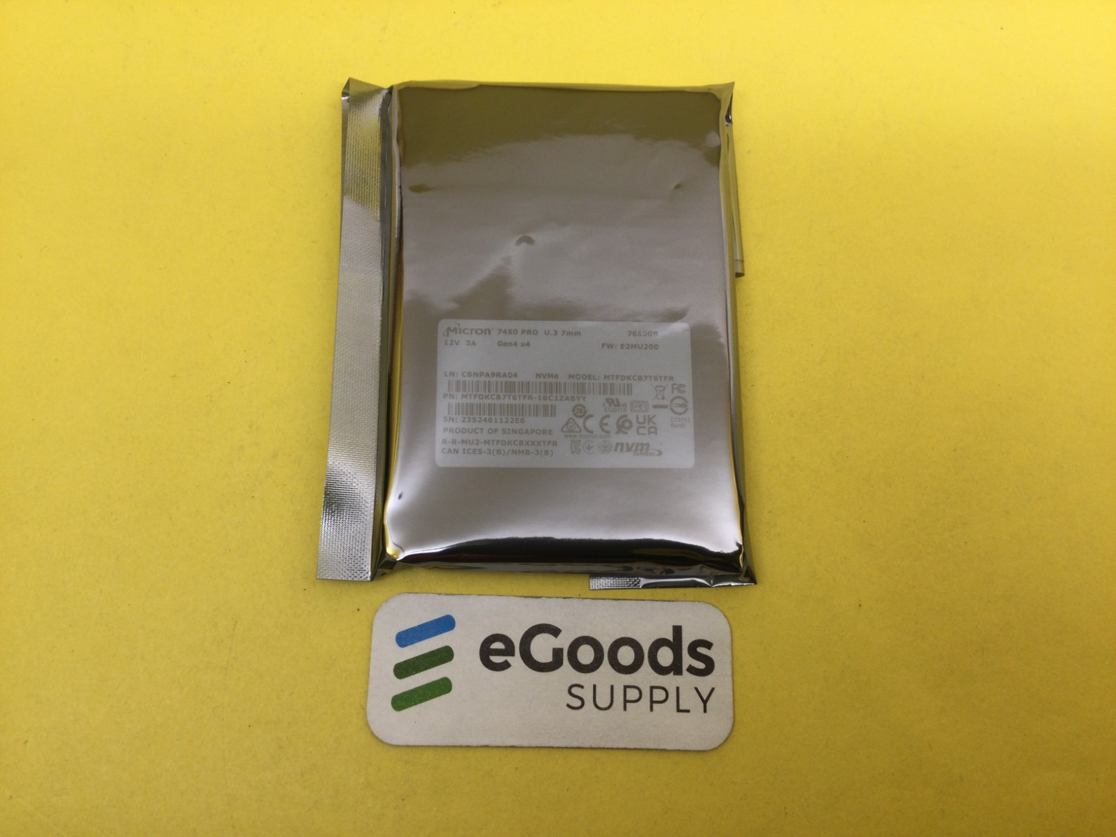 Micron 7450 PRO 7.68TB PCIE 4.0 NVME 7mm U.3 2.5in SSD MTFDKCB7T6TFR New
