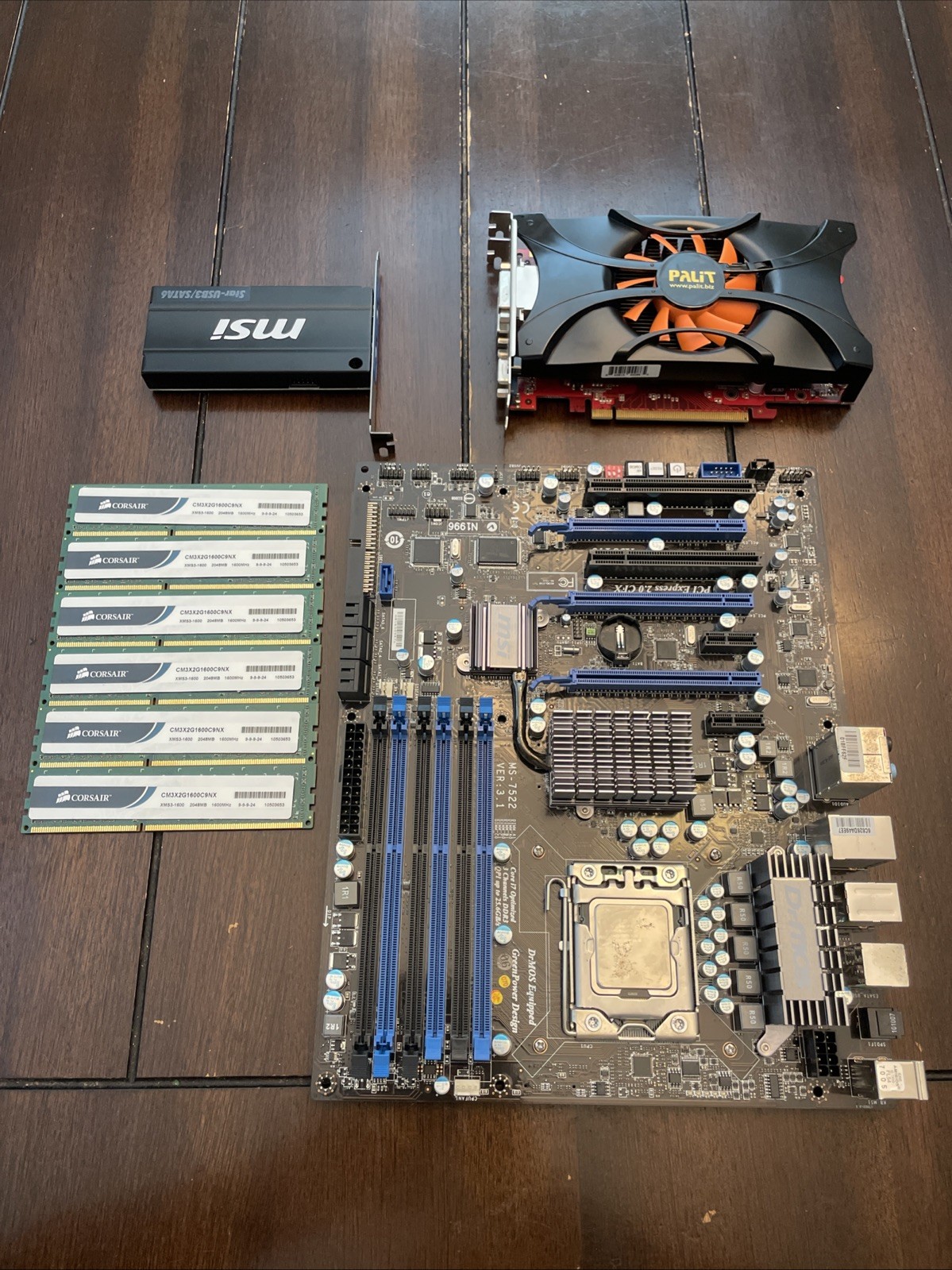 Palit Graphics Card, Corsair DDR3 RAM, Intel I7-950, MS - 7522 MotherBoard