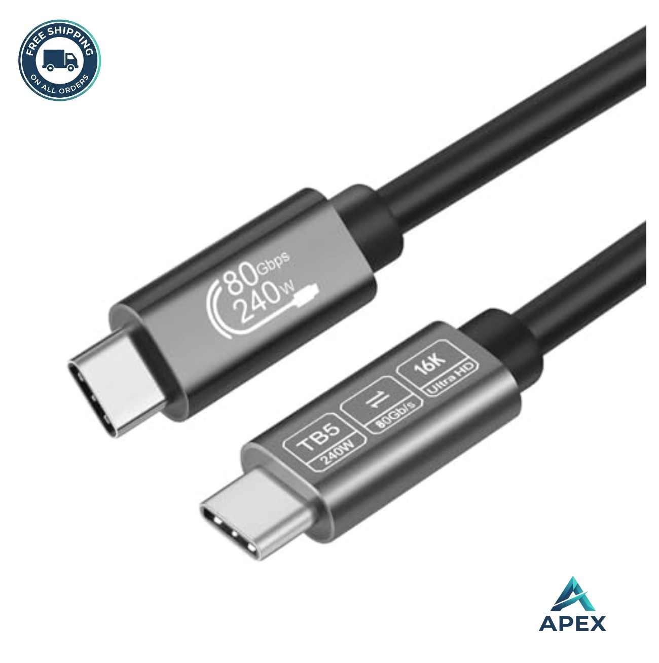 Thunderbolt 5 Cable 80Gbps 240W USB C 3.3FT 16K Display Charging