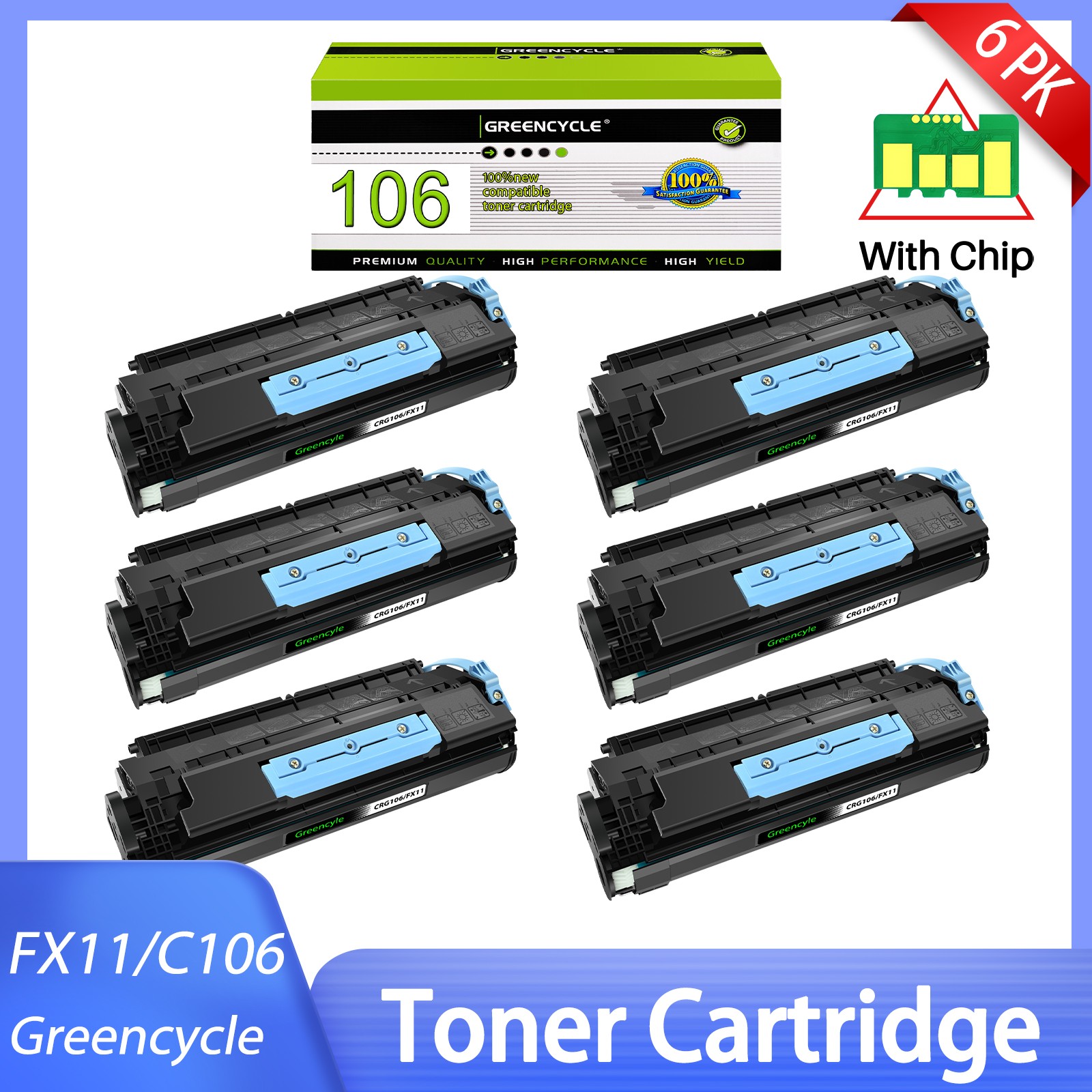 6PK CRG106 Toner Cartridge for Canon FX11 Imageclass 810 830i MF6590 MF6595