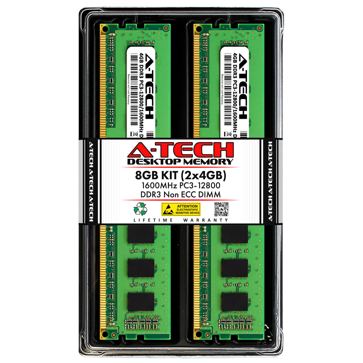 A-Tech 8GB 2 x 4GB PC3-12800 Desktop DDR3 1600 MHz DIMM 240-pin Memory RAM 4G 8G