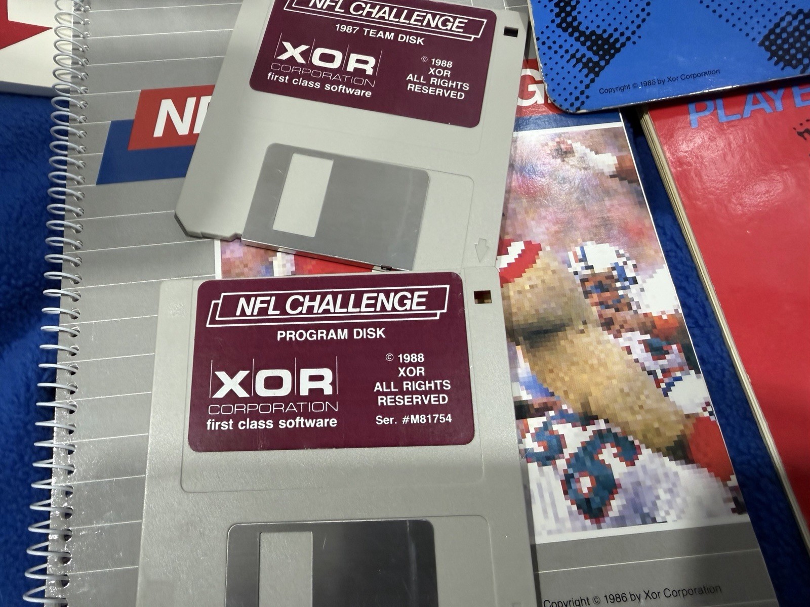 IBM PC Game 1986 NFL Challenge XOR Complete Box, Disks, Manuals, Playbook