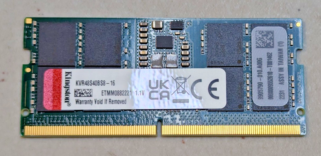 NEW KINGSTON ValueRAM 16GB  PC5-38400 DDR5-4800MHz 1Rx8 SODMM KVR48S40BS8-16