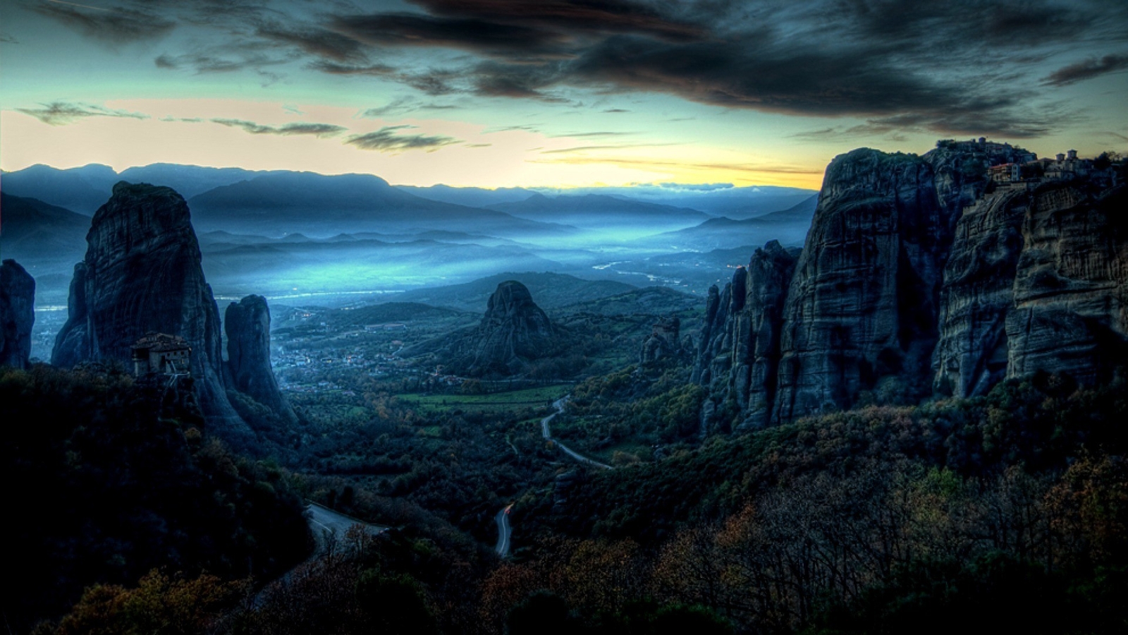 Landscape nature rocks sky clouds meteora Custom Gaming Mat Desk