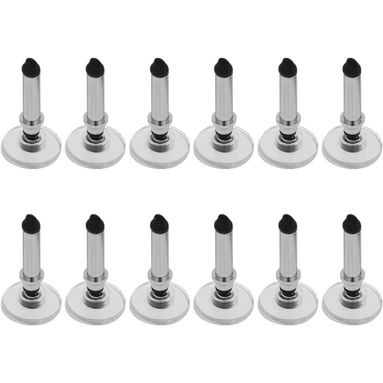 12 Pack Universal Stylus Pen Replacement Disc Tips Round Silver Metal Snap-On