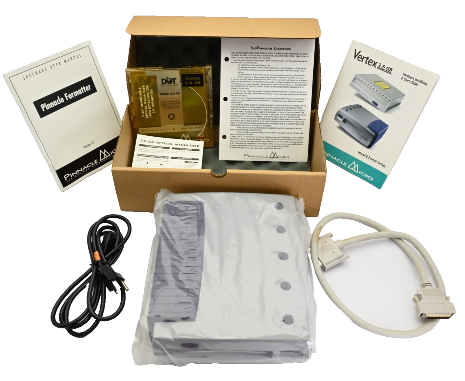 Pinnacle Micro 2.6 GB Magneto Optical Drive Kit, SCSI, External - NOS Vintage