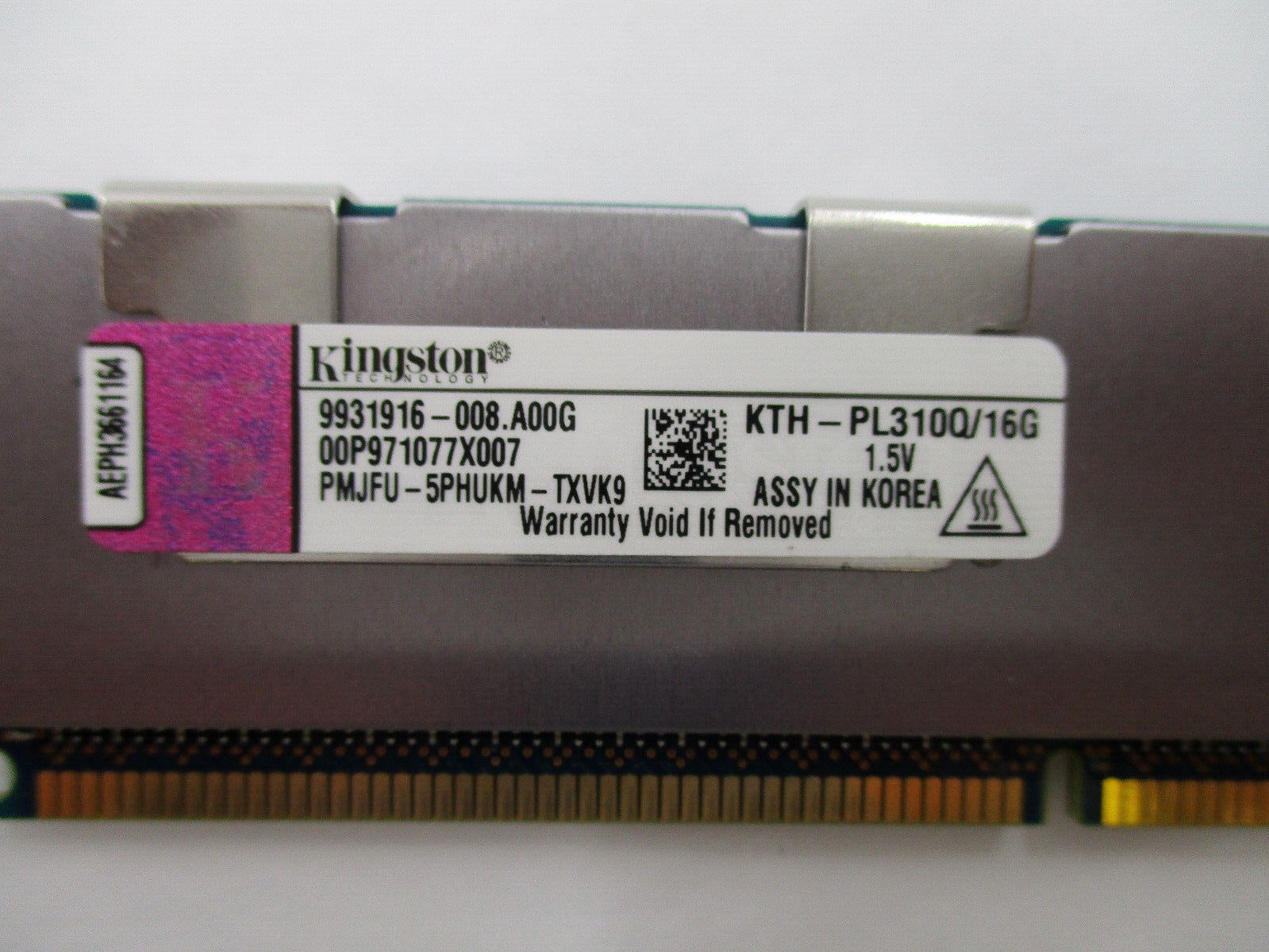 192GB Lot of 12 Kingston kth-pl310q/16g 16GB PC3-8500 DDR3-1066 Server Mem. RAM