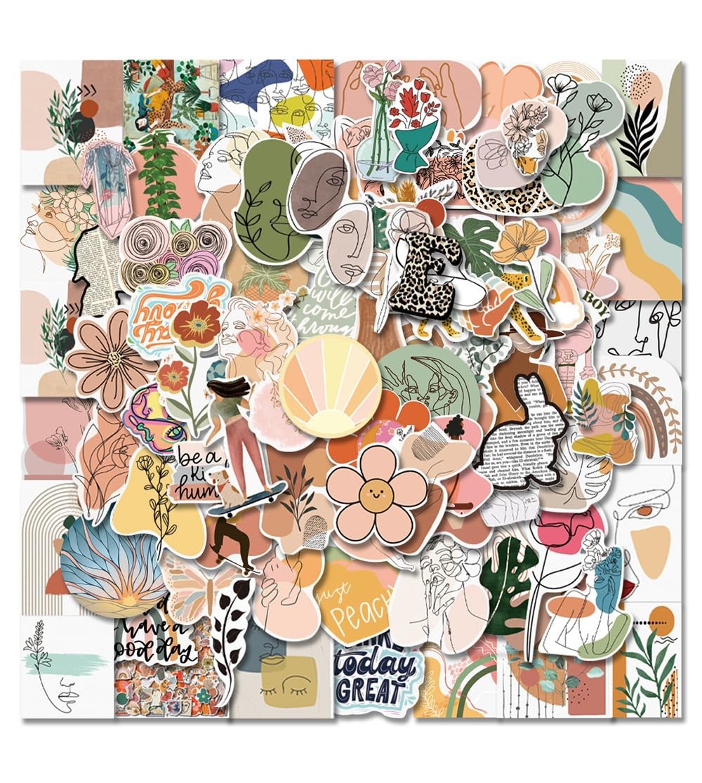 Retro Aesthetic Boho Stickers,100Pcs Mixed Vintage Decals for Graffiti