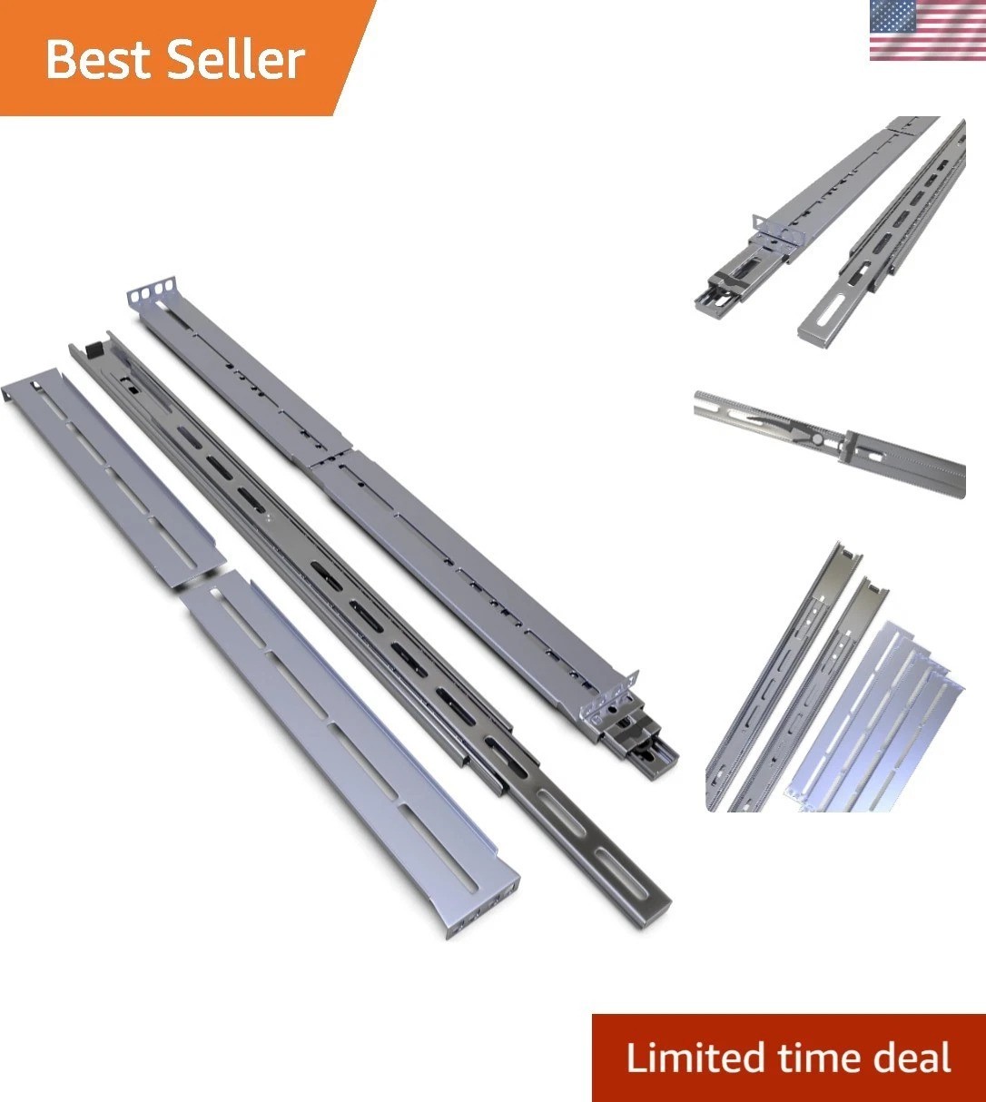 Toolless Installation Rackmount Rails for 2U-8U Server Chassis - 90 lbs Capacity