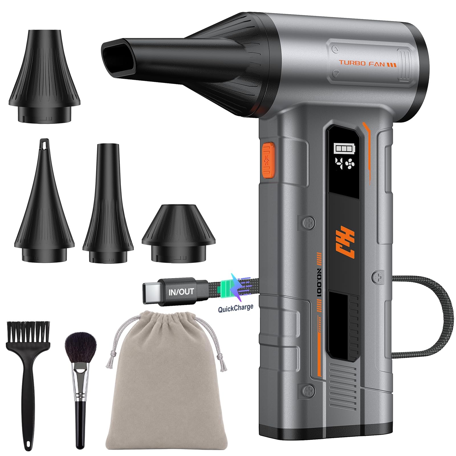 BC07 Electric Air Duster, 150,000 RPM, 20W PD Fast Charging, 30W Power Output...