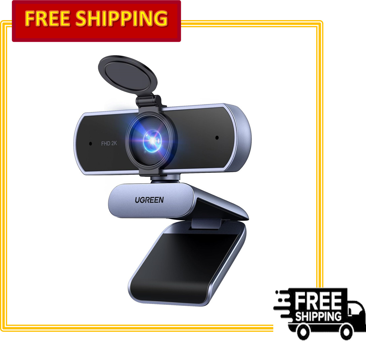UGREEN 2K Ultra HD 1080P Computer Webcam with Microphone & Privacy Cover