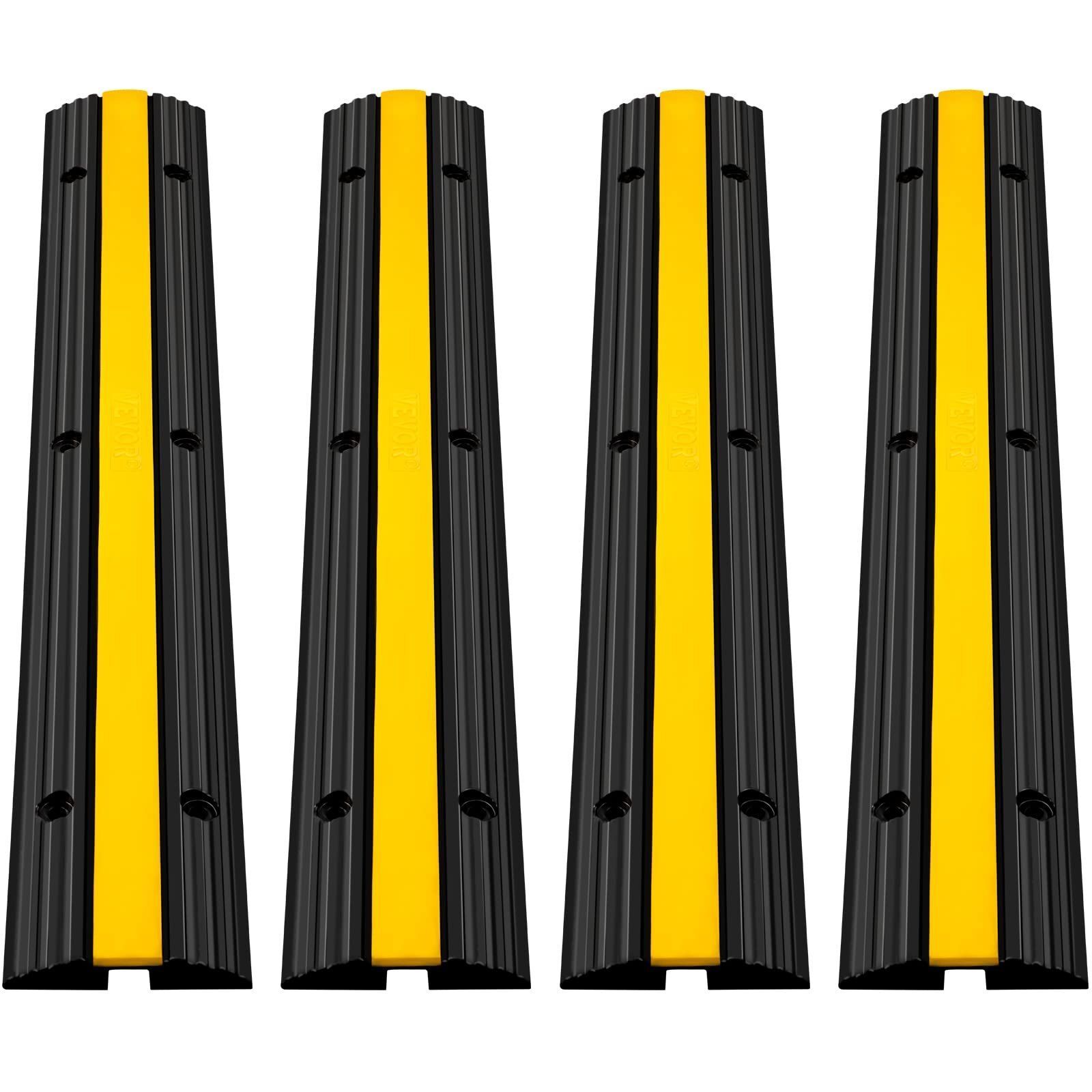 4 Pack of 1-Channel Rubber Cable Protector Ramps 22046Lbs Cable Wire Cord Cover