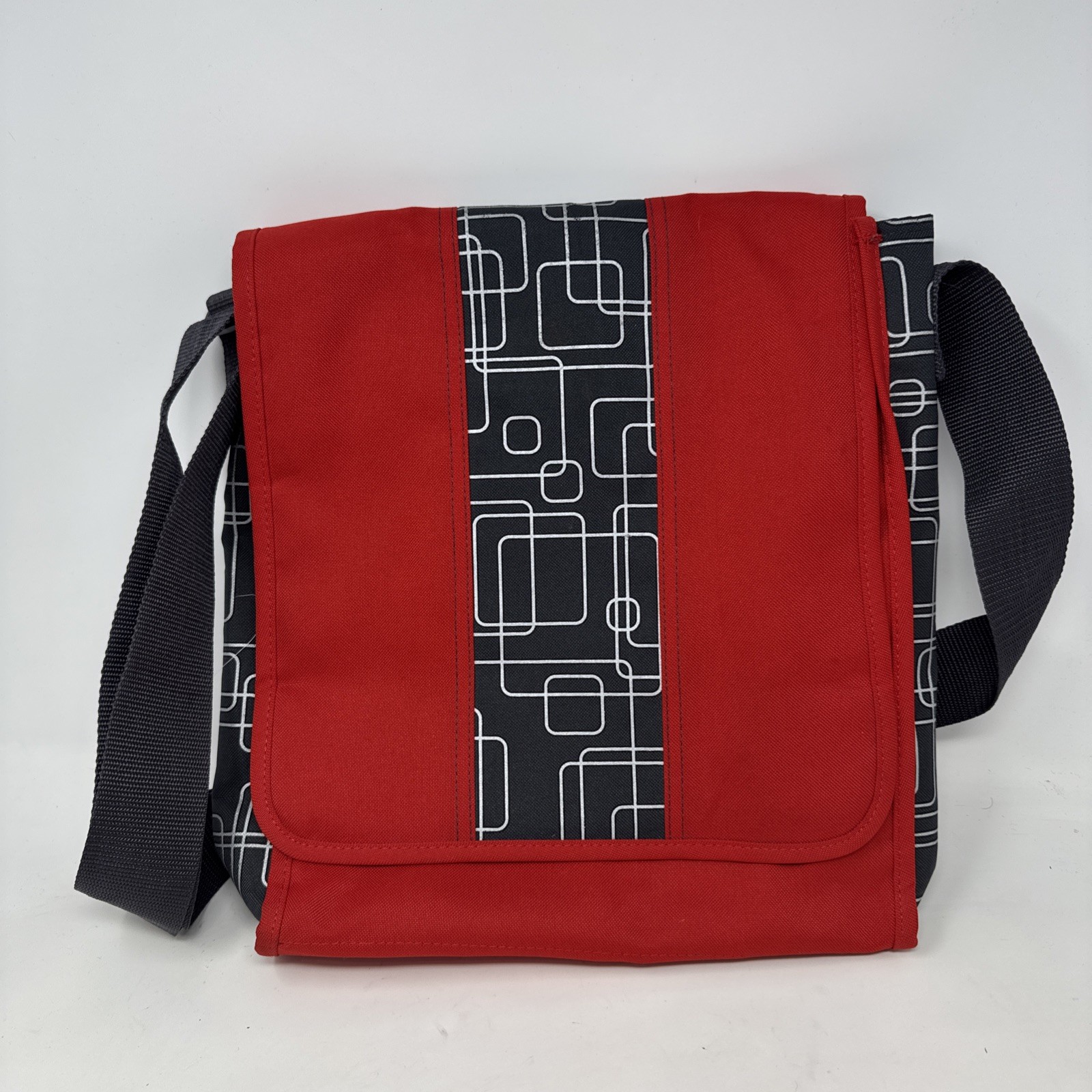 IKEA Laptop Case Shoulder Bag Red Geometric Design 14 X 12 X 4 Portfolio Bag