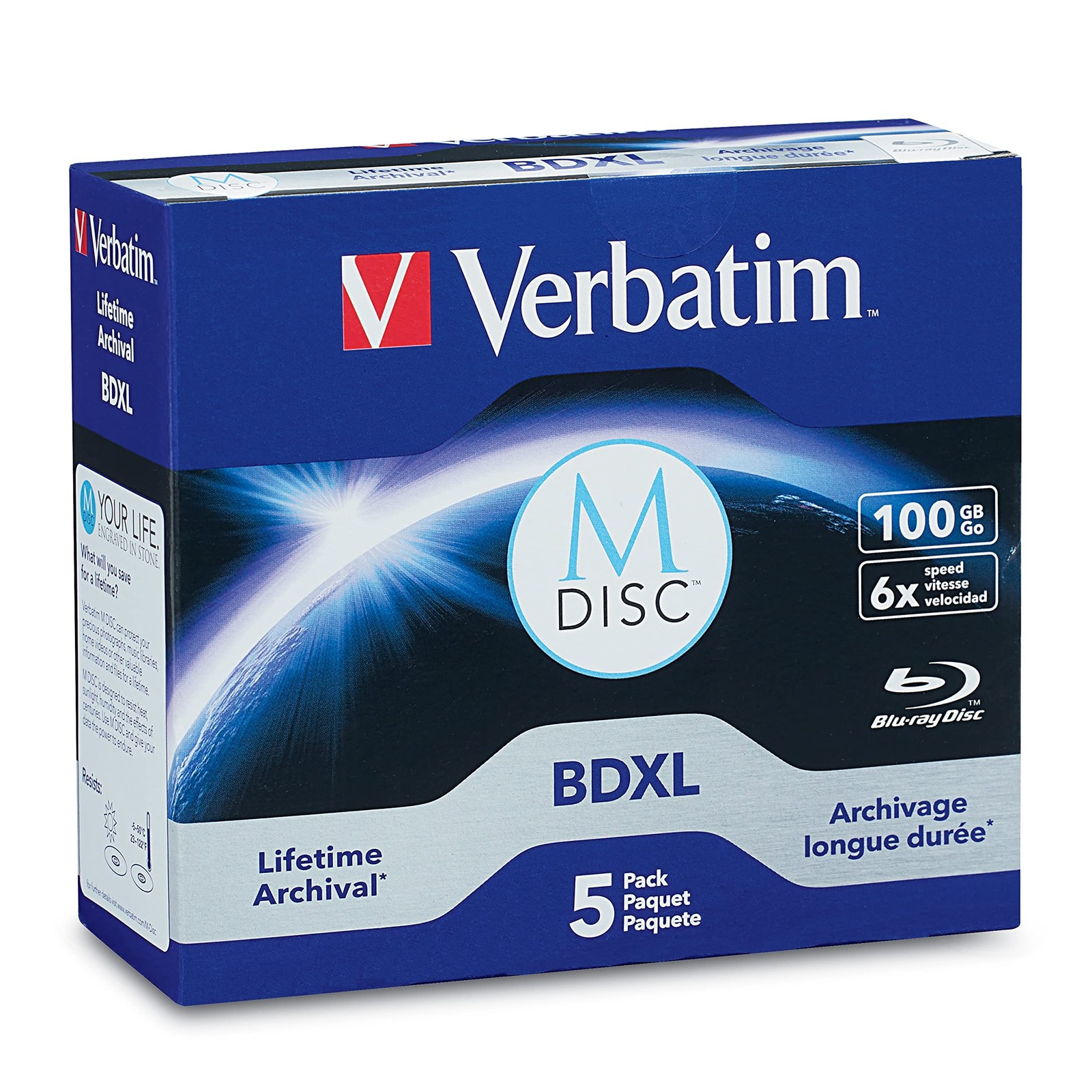 Verbatim M DISC BDXL 100GB 6X with Branded Surface Blank Blu-Ray Recordable M...