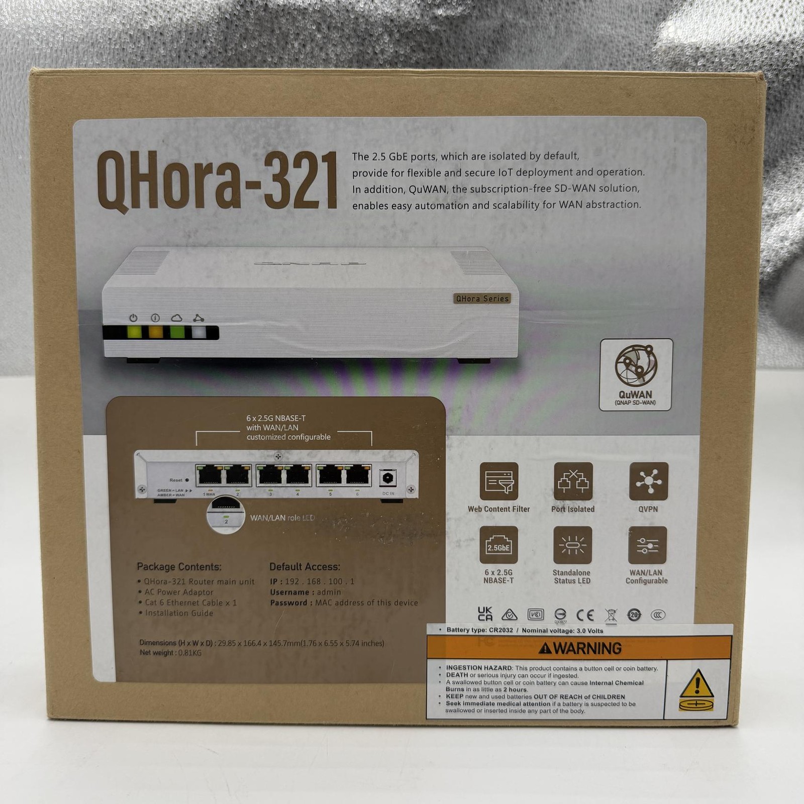 QNAP QHora QHora-321 Ethernet Wireless Router 6-Port, FOR PARTS OR REPAIR