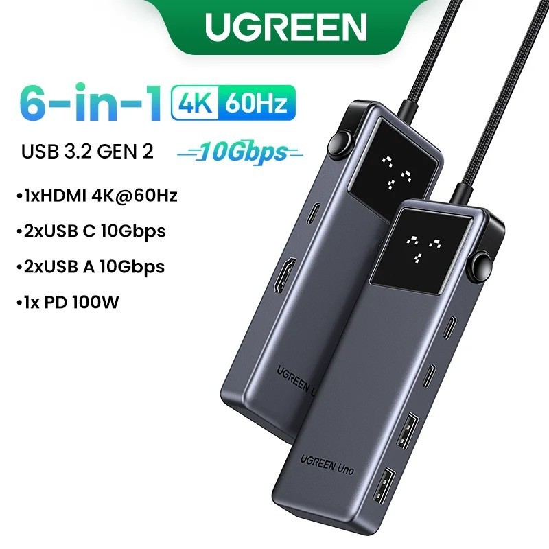 UGREEN USB C Hub 6-in-1 4K60Hz PD100W 10Gbps USB 3.2 Adapter for MacBook Pro