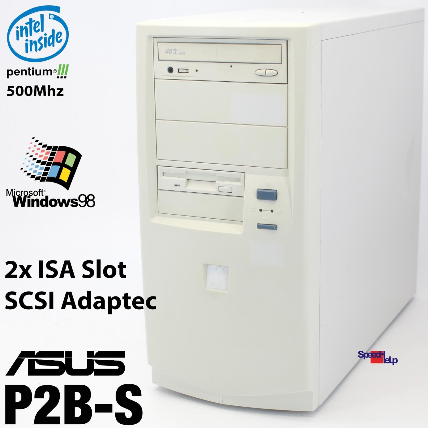 2x ISA Slot Computer ASUS P2B-S SCSI Pentium III 500MHz LAN LPT Sound