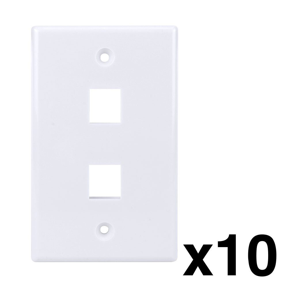 Construct Pro Single Gang 2-Port Keystone Wall Plate (10 Pack, White)