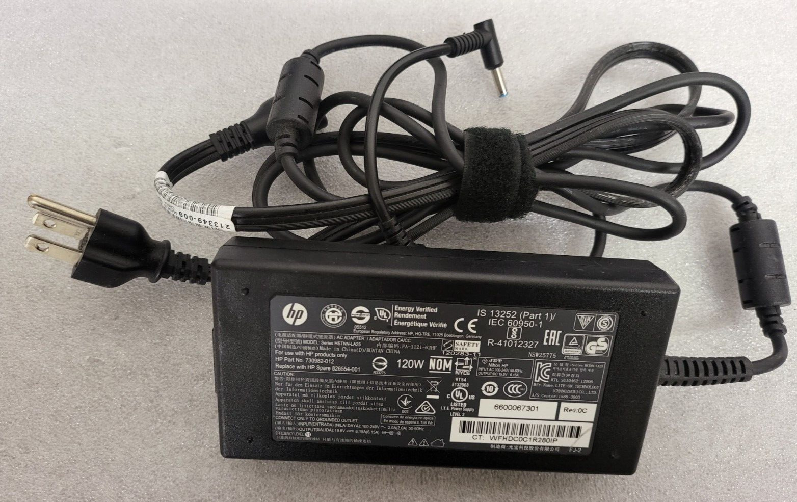 Genuine HP 120W AC Charger Adapter 19.5V 6.15A HSTNN-CA25/DA25  P/N 730982-001