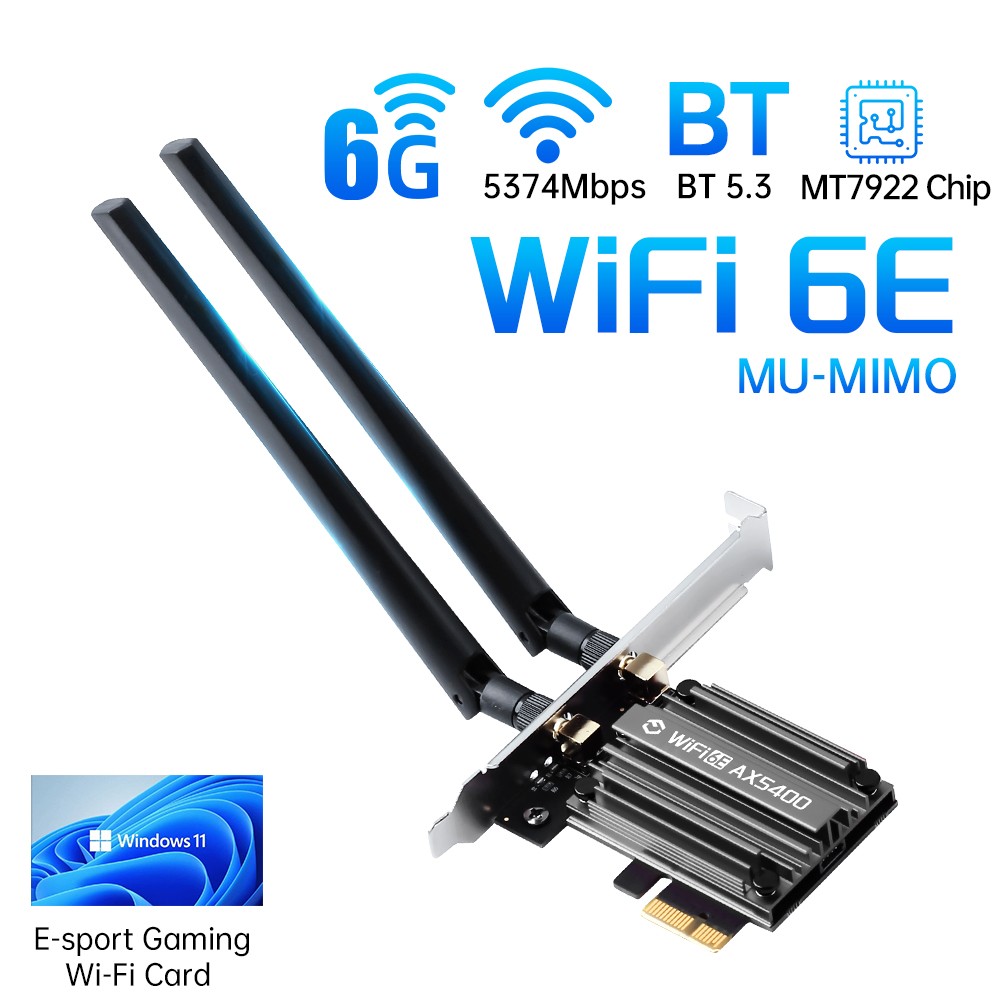 AX5400 WiFi6E PCIe Gaming Network Card MT7922 BT5.3 Tri-Band Wireless Adapter PC