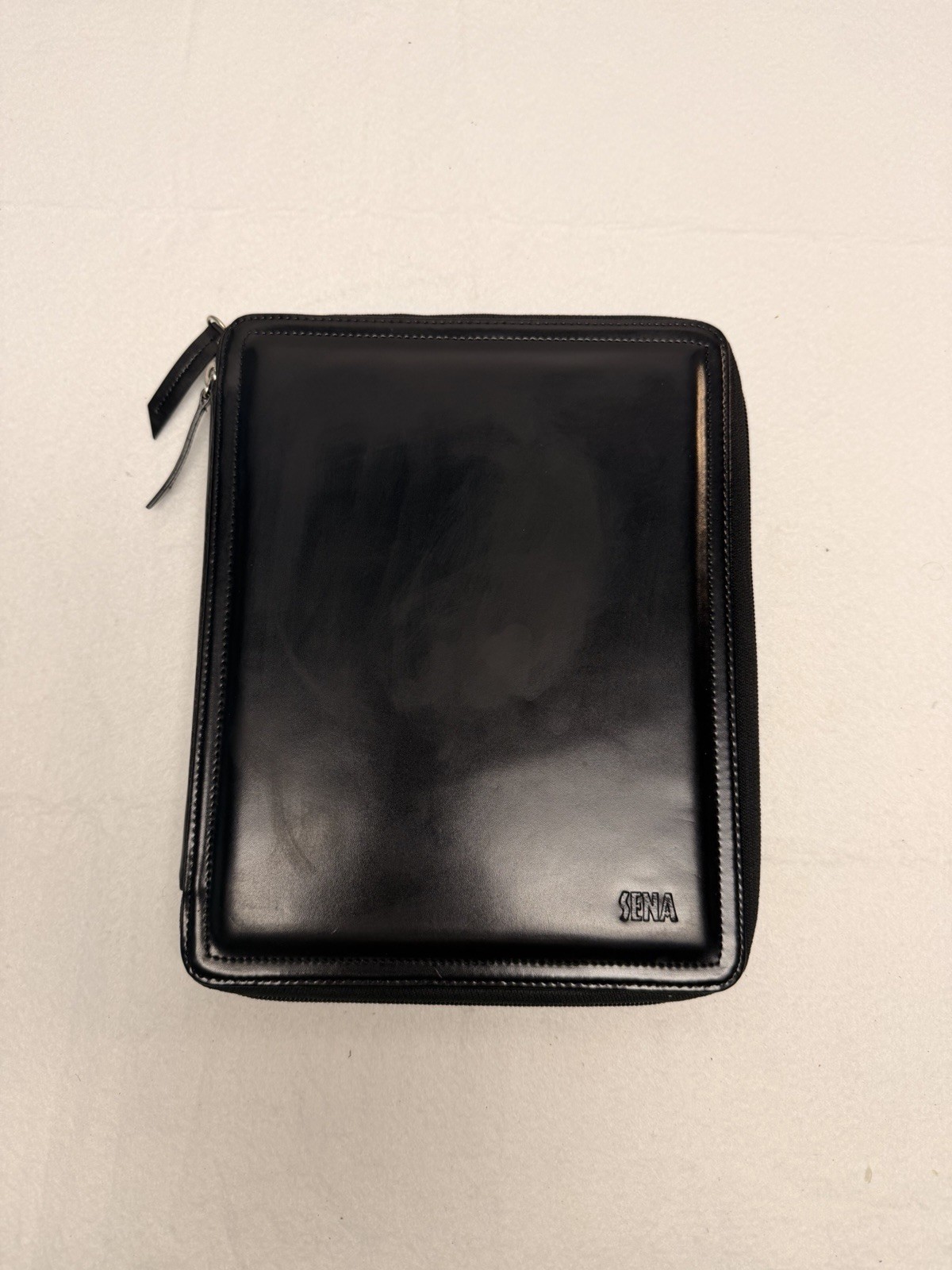 Sena Premium Leather Zip Portfolio Tablet Case Organizer Padfolio Black Handmade