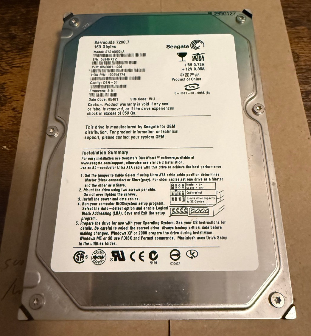 Seagate Barracuda 160GB 3.5" 7200 RPM Hard Drive Tested/Formated