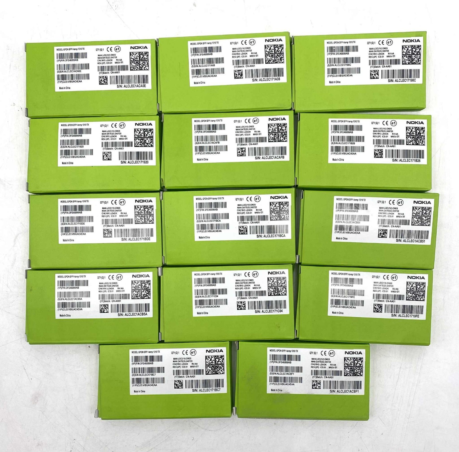 Lot Of 14x NEW Nokia 3FE46899AB GPON SFP I-temp 1310 TX SFP Transceiver Module